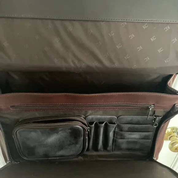 Kenneth Cole Brown Leather Messenger Satchel/Briefcase - Picture 9 of 14